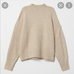 H&M - Light Beige, Fine Knit Mock Turtleneck Sweater